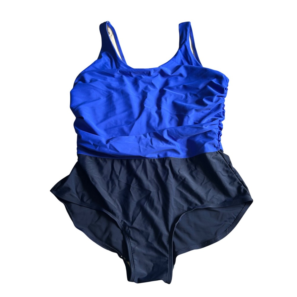Islander One Piece Swimsuit Womens‎ Size 24W Blue Underwire Unpadded Unlined
